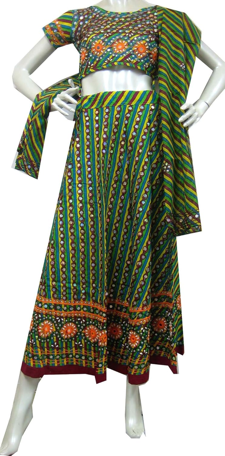 印度服装女式棉质设计师礼服 lehanga 短袖上衣(多色, xs )